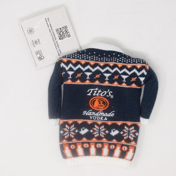 Titos Handmade Vodka Bottle Sweater Novelty Gift Wrap Pretty Ugly Holiday Cover - Picture 6 of 10